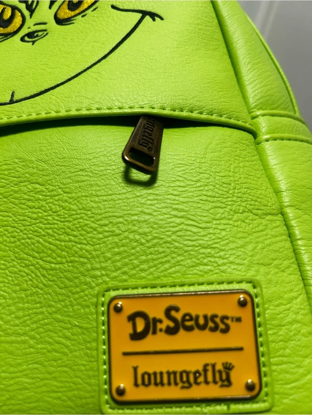 Loungefly The Grinch Green FAUX LEATHER COSPLAY MINI backpack used
